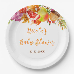 Autumn Fall Harvest Baby Shower Paper Plate
