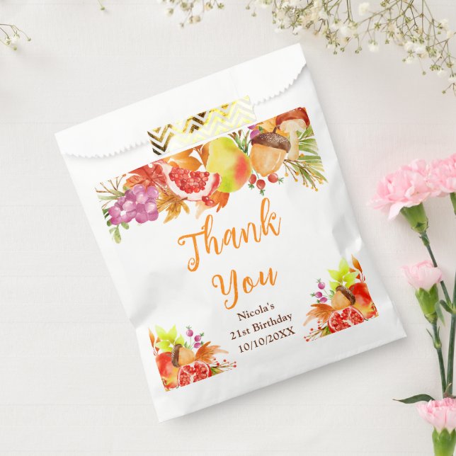 Autumn Fall Harvest Birthday Thank You Favour Bag (Sealed)