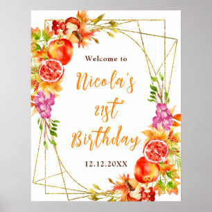 Autumn Fall Harvest Birthday Welcome Poster