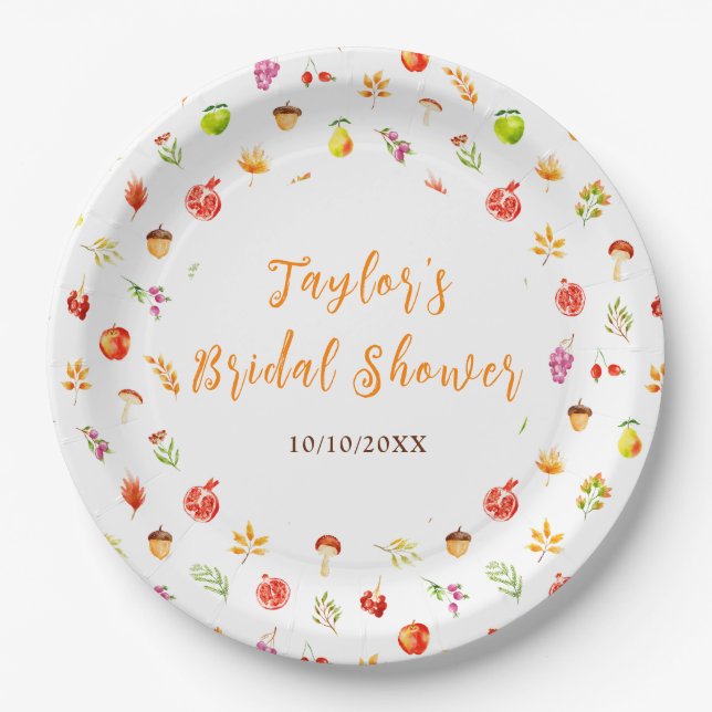 Autumn Fall Harvest Bridal Shower Paper Plate (Front)