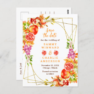 Autumn Fall Harvest Wedding Save The Date Postcard