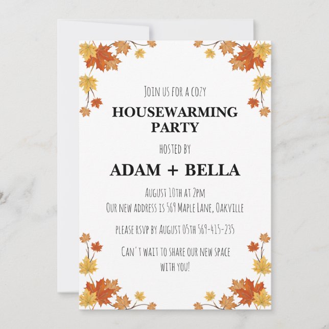 autumn fall housewarming invitations (Front)