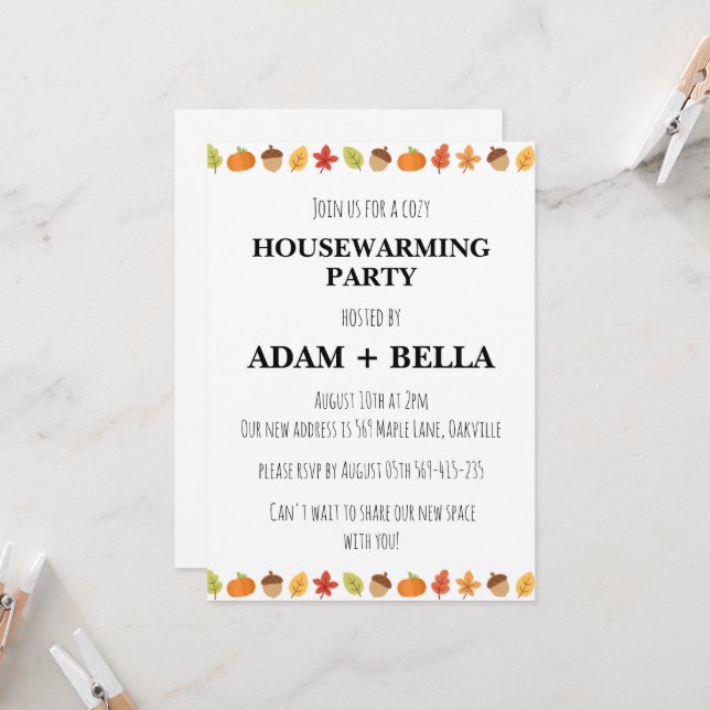 autumn fall housewarming invitations (Front/Back In Situ)