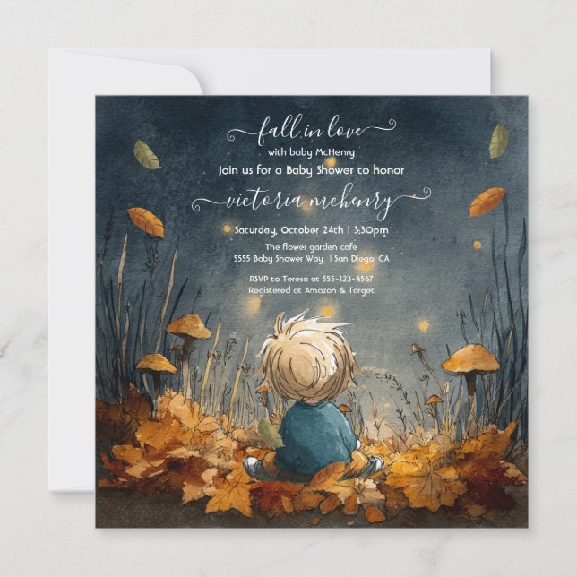 Autumn Fall in love firefly meadow baby shower Invitation (Front)