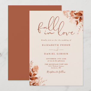 Autumn Fall In Love Floral Terracotta Wedding Invitation
