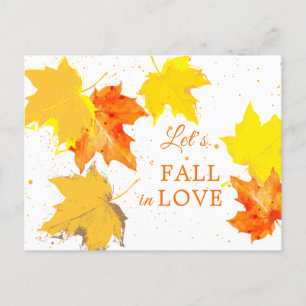 Autumn Fall in Love Wedding Announcement Postcard
