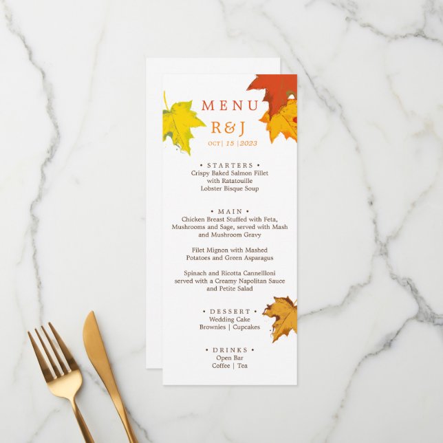 Autumn Fall in Love Wedding Menu (Front/Back In Situ)