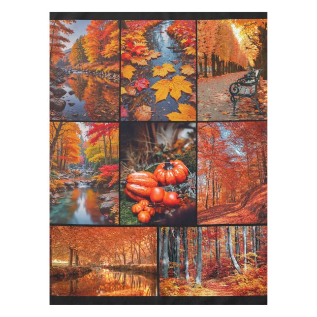 Autumn Fall Landscape Photo Collage Art Tablecloth (Front)