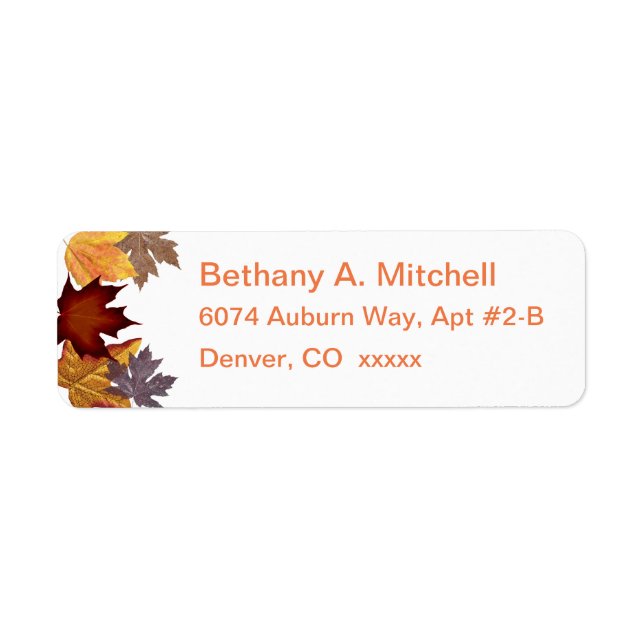 Autumn Fall Leaf Address Labels (Front)