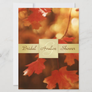 Autumn Fall Leaf Bridal Shower Monogram Invitation