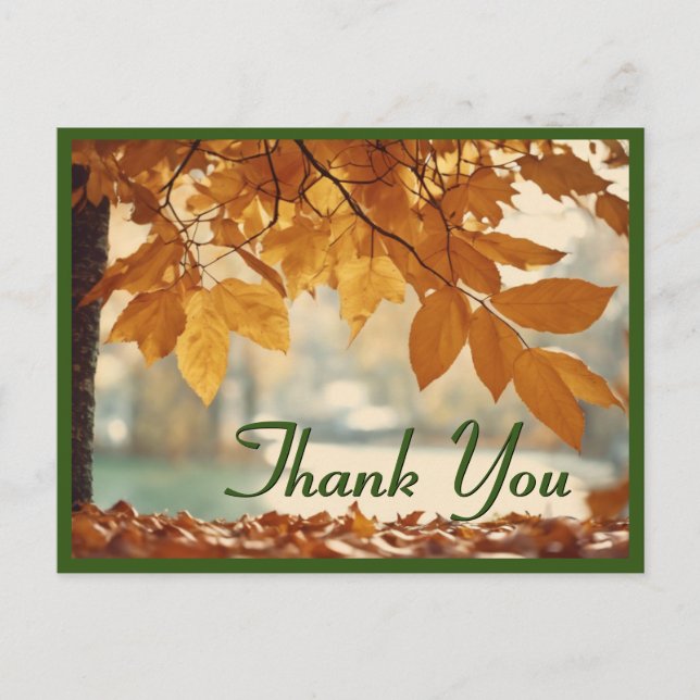 Autumn Fall Leaf Scenery Thank You Postcard (Front)