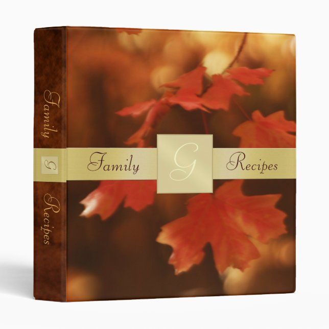 Autumn Fall Leaf Thanksgiving Recipe Binder (Front/Spine)
