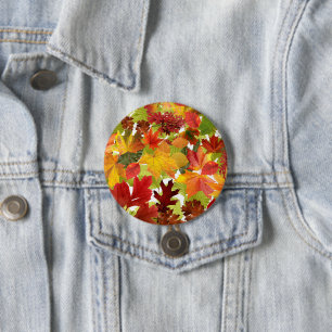 Autumn Fall Leaves 3 Inch Round Button