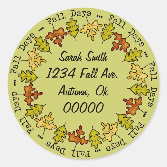 Autumn Fall Leaves Address Label Name Bookplate (Front)