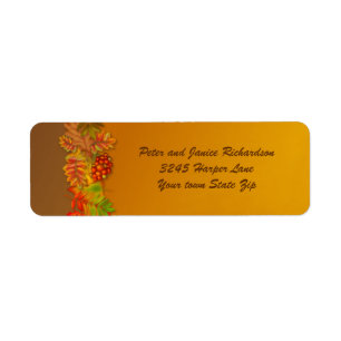 Autumn fall leaves and berries Thanksgiving Label