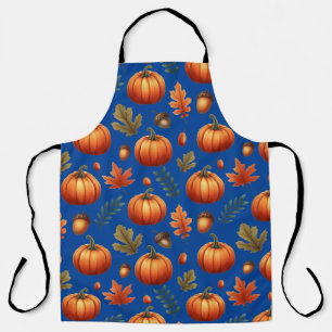 Autumn Fall Leaves And Pumpkin Seamless Pattern Apron