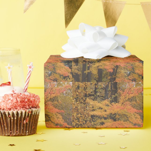 Autumn Fall Leaves and Trees Wrapping Paper (Birthday Party)