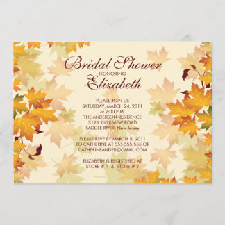 Autumn Fall Leaves Bridal Shower Invitation