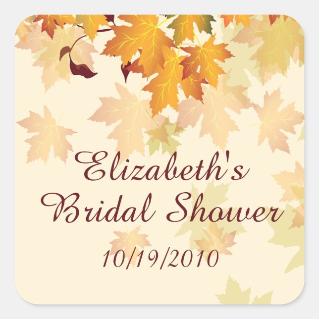 Autumn Fall Leaves Bridal Shower Sticker (Front)