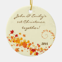 Autumn Fall Leaves Flor Personalized Name Ornament