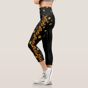Autumn fall leaves High Waisted Capris
