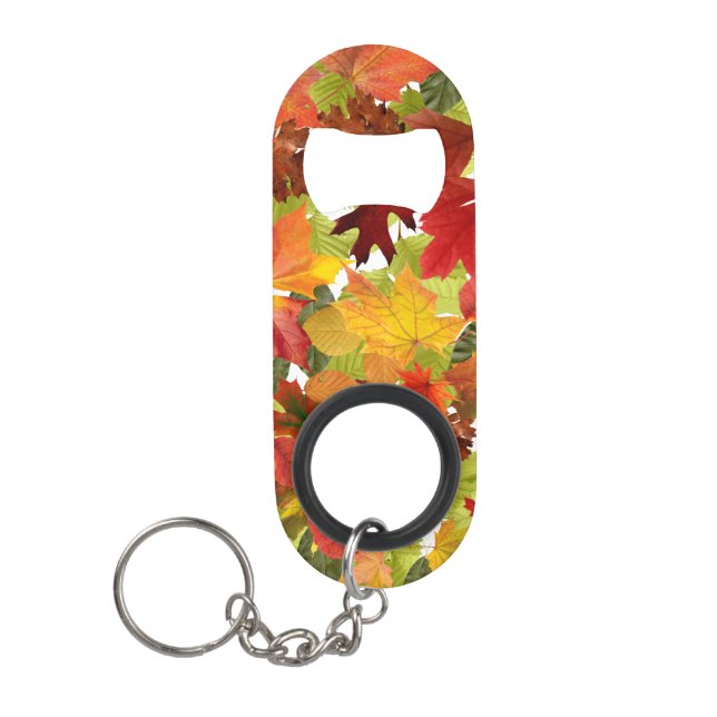 Autumn Fall Leaves Keychain Bottle Opener (Front)