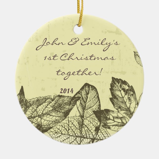 Autumn Fall Leaves Leaf Personalized Name Ornament (Front)