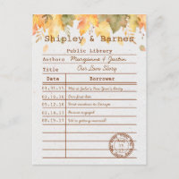 Autumn Fall Leaves Library Card Save The Date |