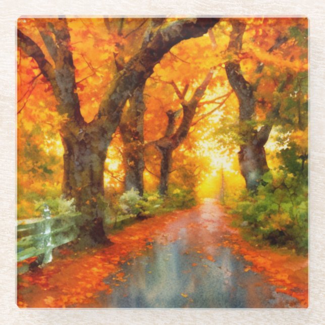 Autumn/Fall/Leaves/nature  Glass Coaster (Front)