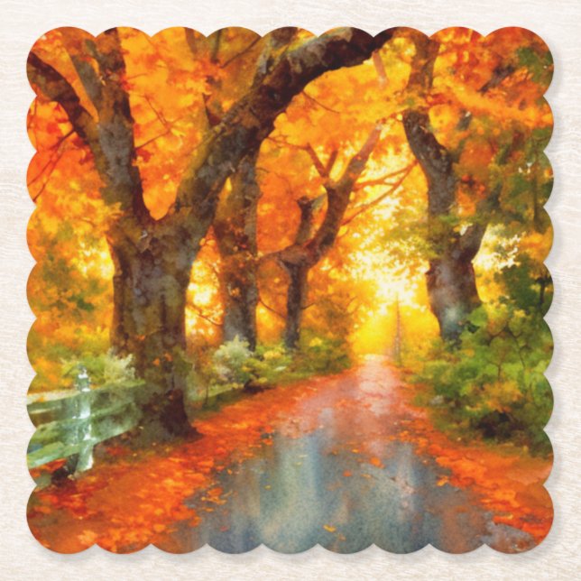 Autumn/Fall/Leaves/nature  Paper Coaster (Front)
