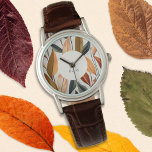 Autumn Fall Leaves Nature Themed Custom Name Watch<br><div class="desc">Enjoy the warm colours of the Fall season with this elegant wristwatch. The watch face is decorated with Autumn leaves in seasonal greens,  browns and yellows. Personalize with a name for an extra individual touch.</div>