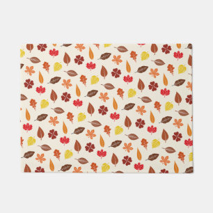 Autumn Fall Leaves on a Cream Background Doormat