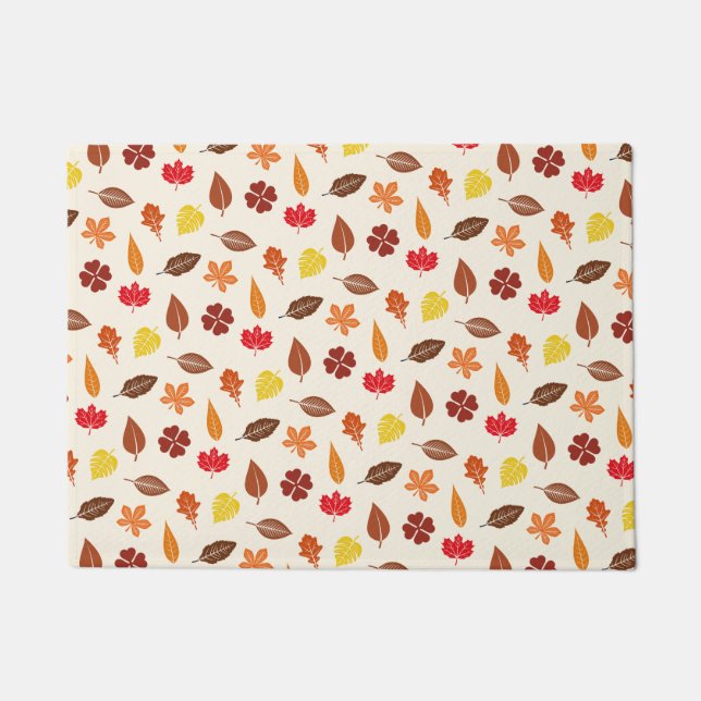 Autumn Fall Leaves on a Cream Background Doormat (Front)
