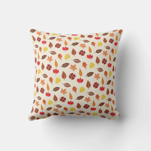 Autumn Fall Leaves on a Cream Background Throw Pillow