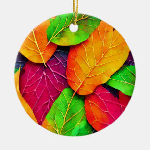 Autumn Fall Leaves Pattern   Ceramic Ornament