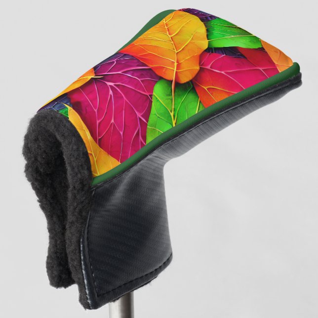 Autumn Fall Leaves Pattern   Golf Head Cover (3/4 Front)