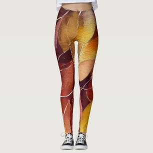 Autumn Fall Leaves Pattern Leggings