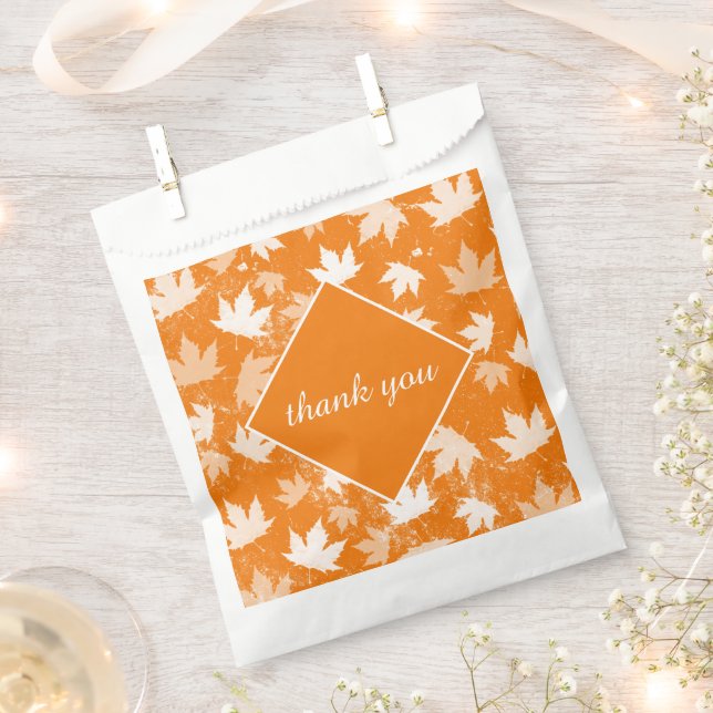 Autumn Fall Leaves Pattern Thank You Favour Bag (Clipped)