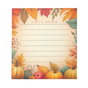 Autumn Fall Leaves Personalized Notepad