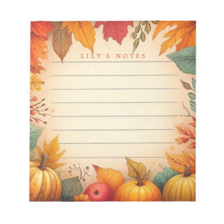 Autumn Fall Leaves Personalized Notepad