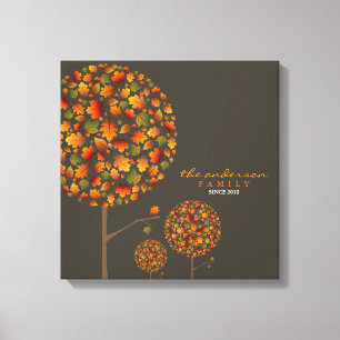 Autumn Fall Leaves Pop Tree Family Canvas Print