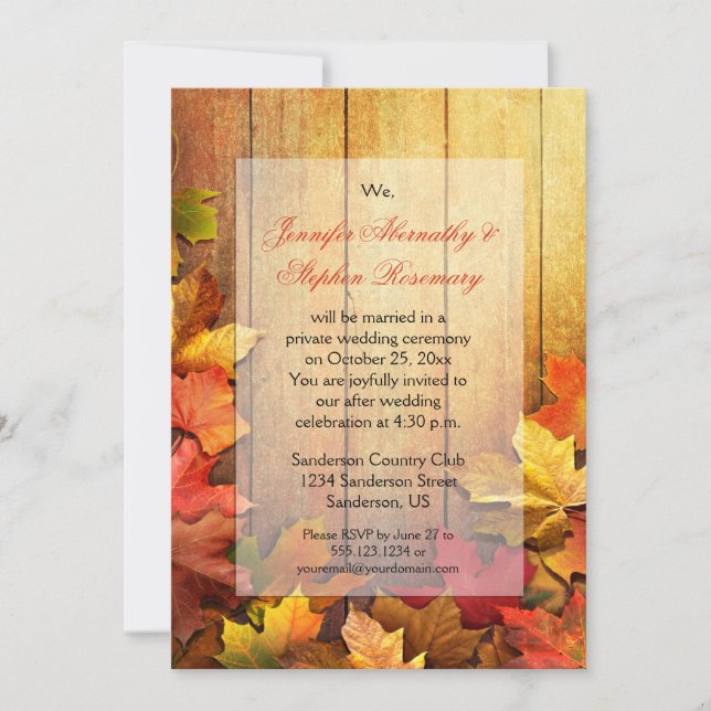 Autumn Fall Leaves RSVP ON FRONT Invitation (Front)