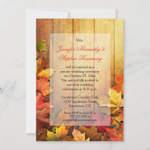 Autumn Fall Leaves RSVP ON FRONT Invitation