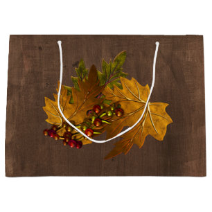 Autumn Fall Leaves Rustic Wedding Large Gift Bag