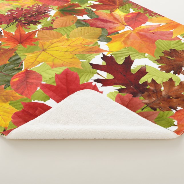 Autumn Fall Leaves Sherpa Blanket (3/4)