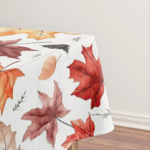 Autumn Fall Leaves Terracotta Brown Boho Pattern Tablecloth