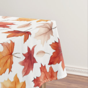 Autumn Fall Leaves Terracotta Brown Boho Pattern Tablecloth