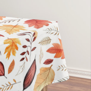 Autumn Fall Leaves Terracotta Brown Boho Pattern Tablecloth