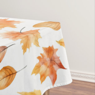 Autumn Fall Leaves Terracotta Brown Boho Pattern Tablecloth