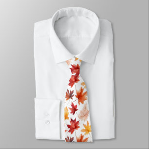 Autumn Fall Leaves Terracotta Brown Boho Pattern  Tie